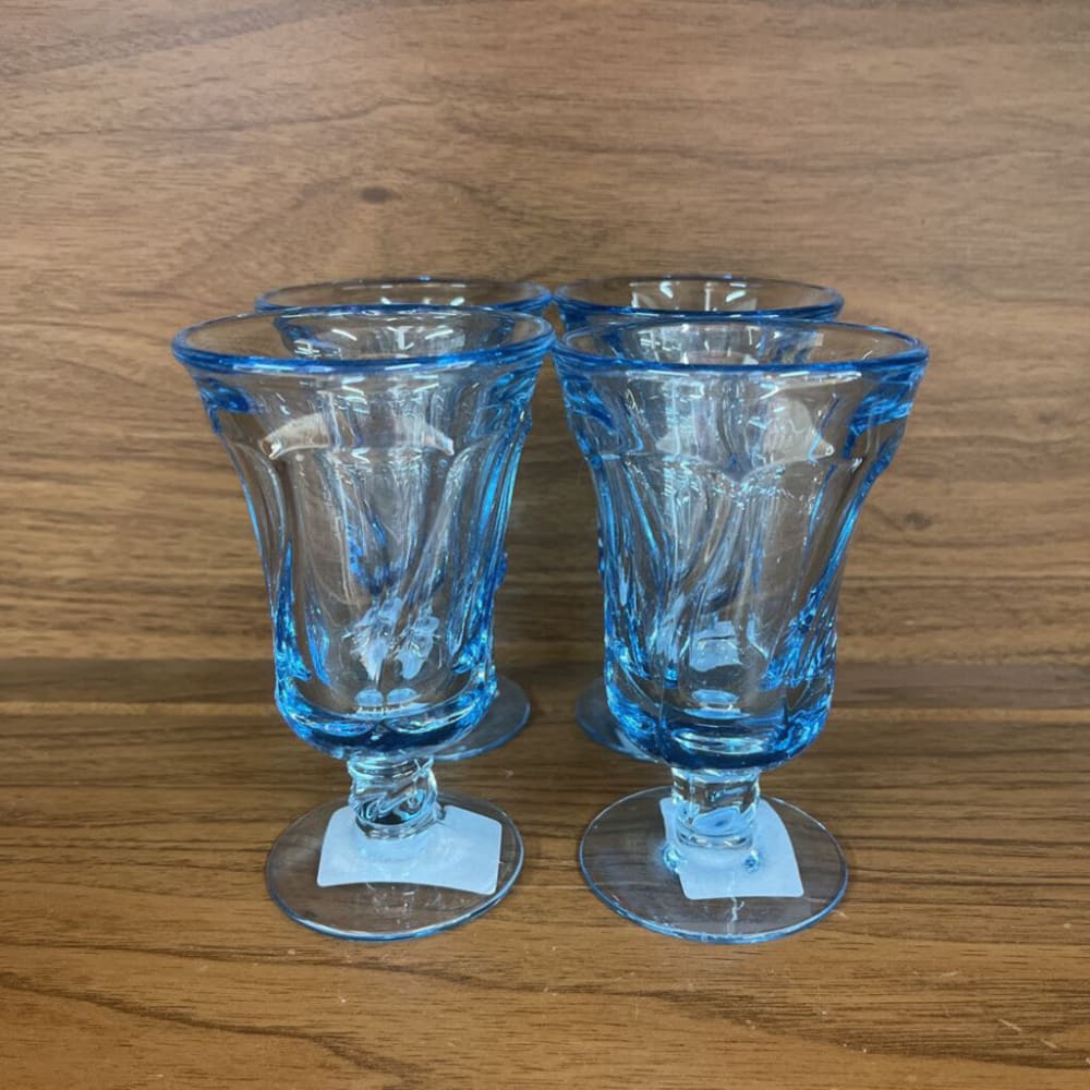4PC SET FOSTORIA JAMESTOWN BLUE JUICE GLASSES