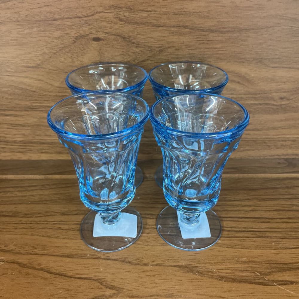4PC SET FOSTORIA JAMESTOWN BLUE JUICE GLASSES