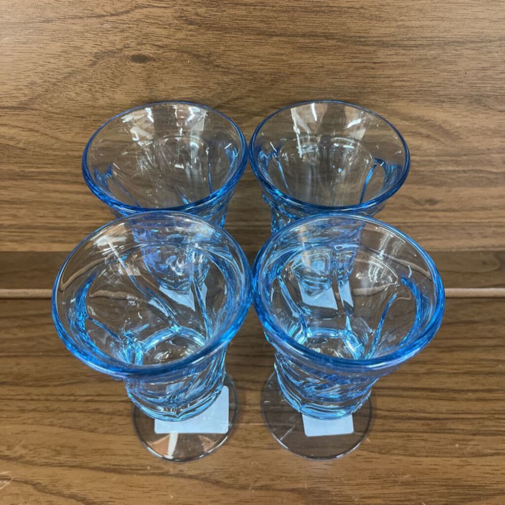 4PC SET FOSTORIA JAMESTOWN BLUE JUICE GLASSES