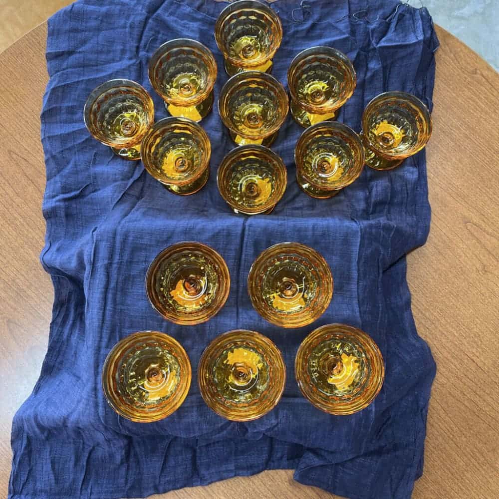 14PC WHITEHALL AMBER SHERBERT GLASSES