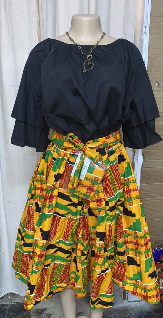 ANKARA MIDI SKIRT W/ HEAD WRAP