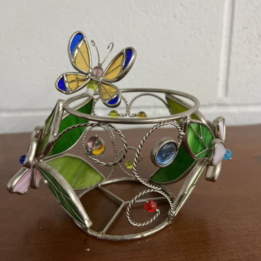 Stained Glass Butterfly Candle Holder