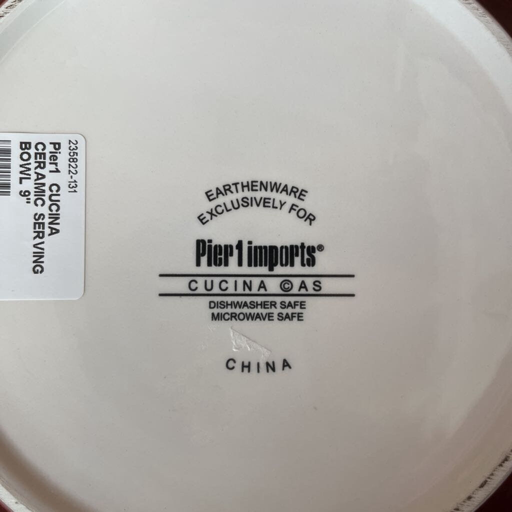 PIER1 CUCINA CERAMIC SERVING BOWL 9"