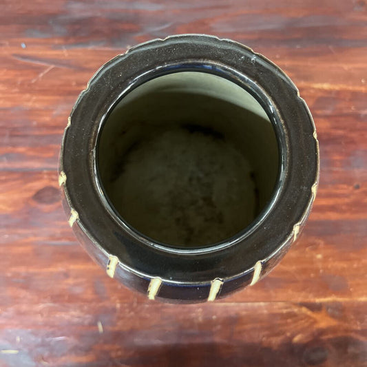 Black Ceramic Stripe Vase