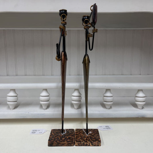 PAIR METAL TRIBAL LADIES (2)