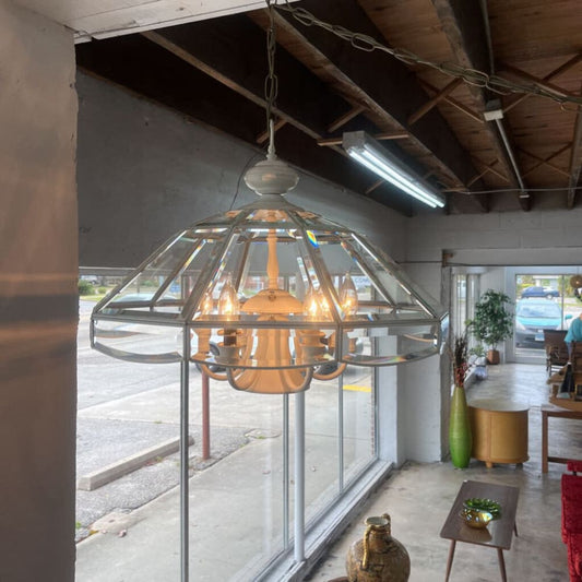 WHITE WESTINGHOUSE BEVALED GLASS CHANDELIER