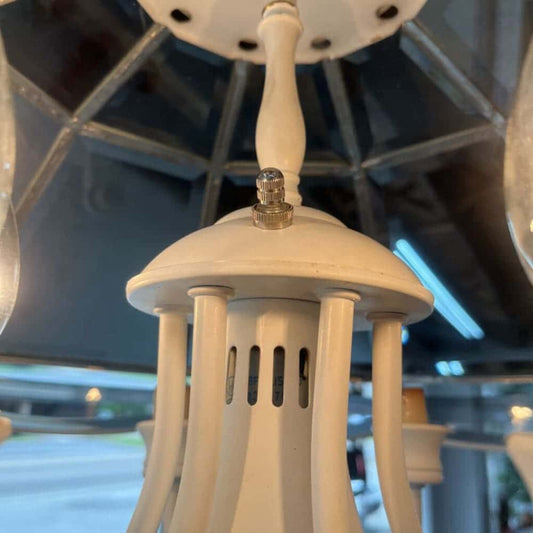 WHITE WESTINGHOUSE BEVALED GLASS CHANDELIER