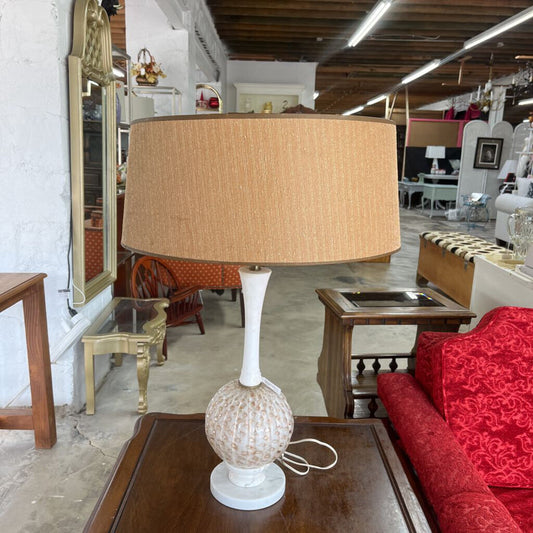 VTG MURANO GOLD FLAKE LAMP ON MARBLE W/ORIGINAL SHADE