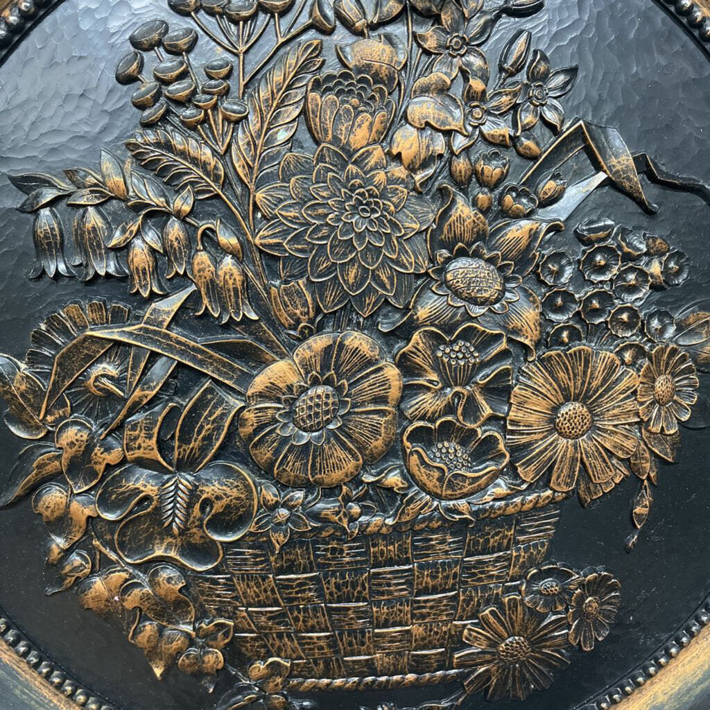 METAL BASKET OF FLOWERS