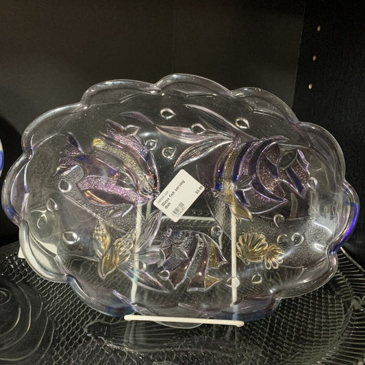 Glass fish serving dish
