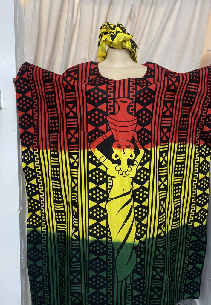 RASTA KAFTAN WITH MATCHING HEAD WRAP