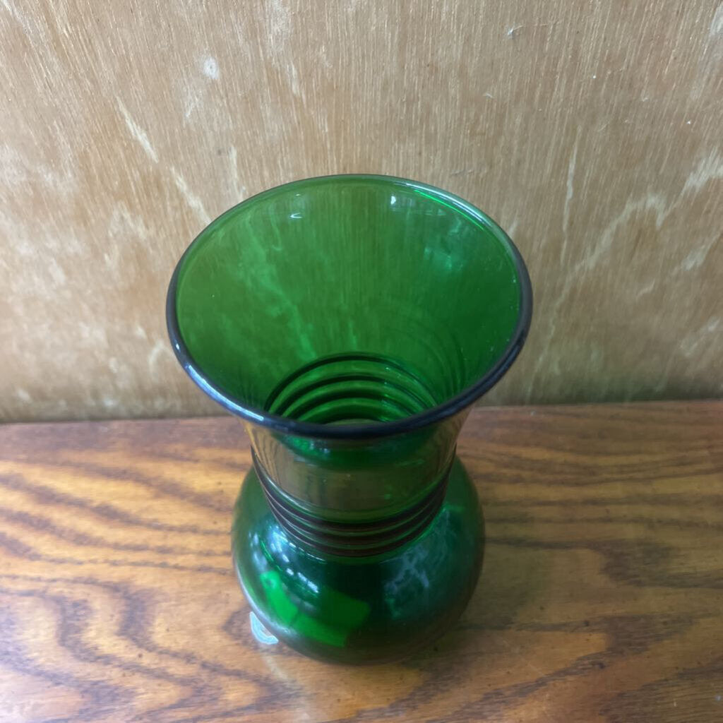 GREEN GLASS VASE