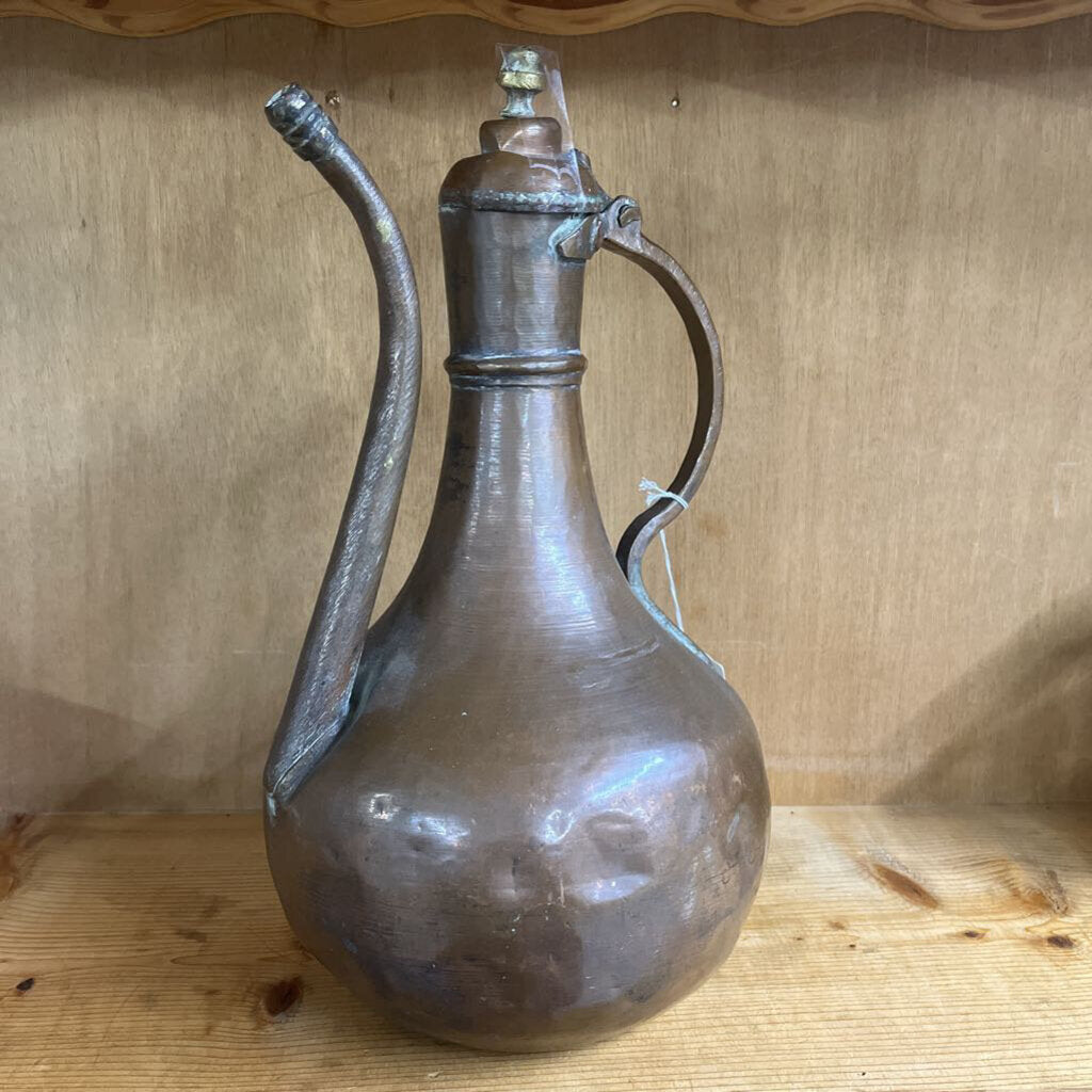 ANTIQUE COPPER/BRASS GOOSE NECK PITCHER (AS IS)