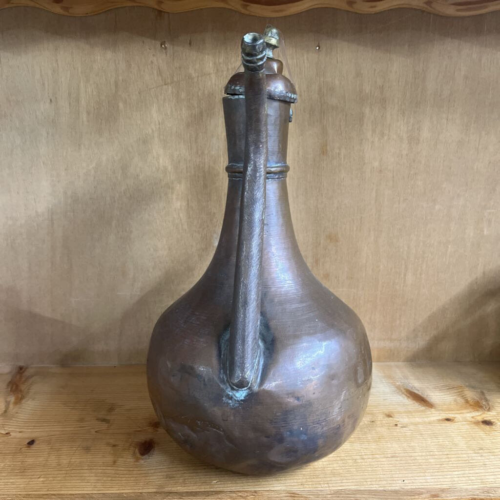 ANTIQUE COPPER/BRASS GOOSE NECK PITCHER (AS IS)