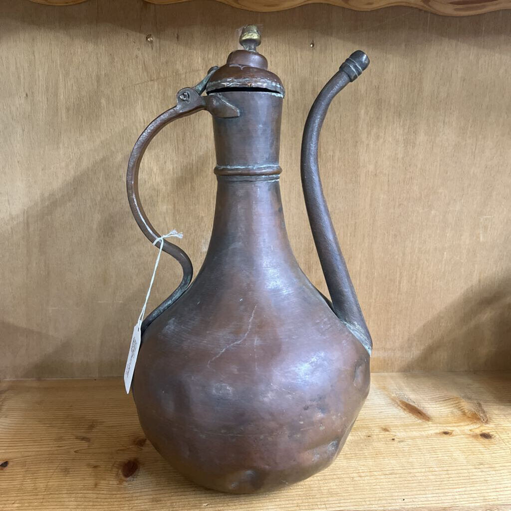 ANTIQUE COPPER/BRASS GOOSE NECK PITCHER (AS IS)