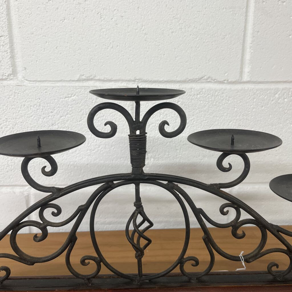 OLD WOOD & IRON 5 ARM TABLETOP CANDHOLDER
