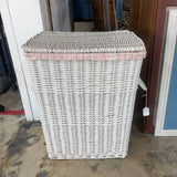 WHITE WICKER LAUNDRY HAMPER WITH LINER