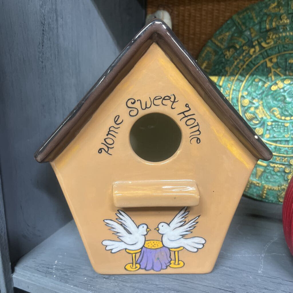 CERAMIC HAND PAINTED BIRD HOUSE - HOME SWEET HOME