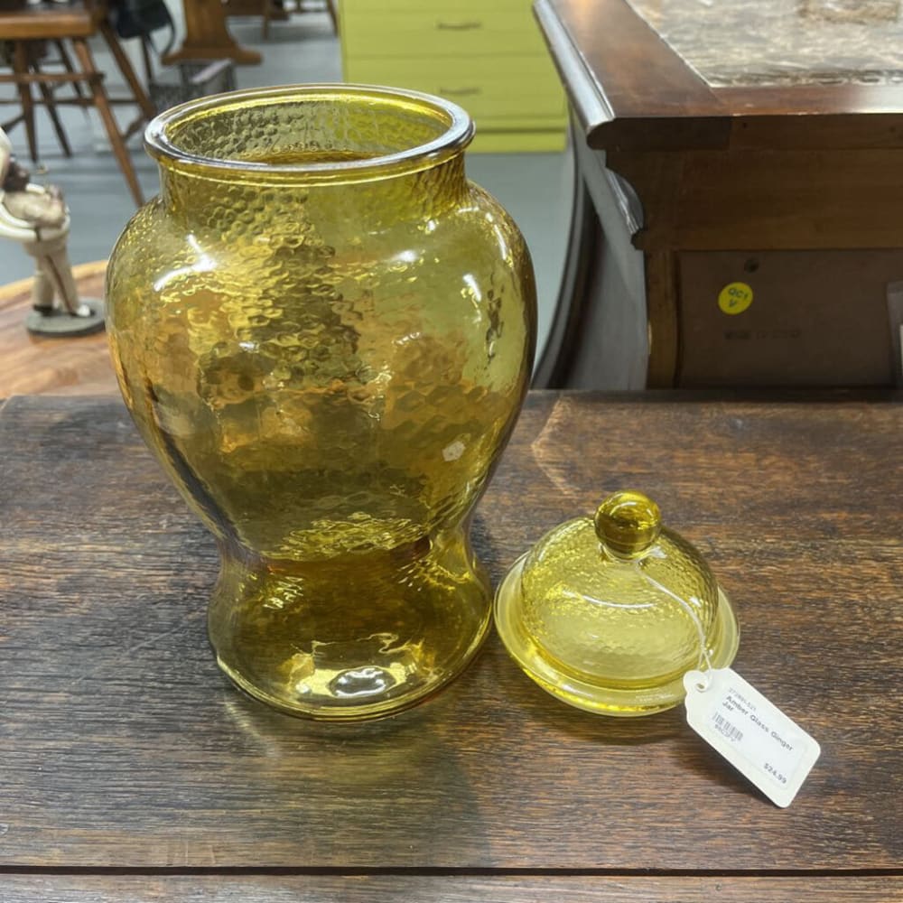 AMBER GLASS GINGER JAR