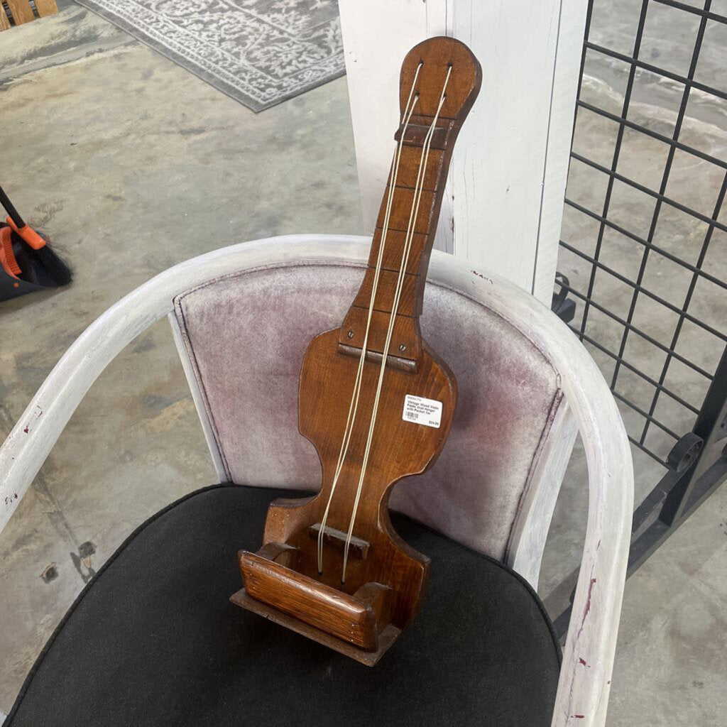VINTAGE WOOD VIOLIN FIDDLE WALL HANGER WITH POCKET FOR FLOWERS OR DISPLAY 21"