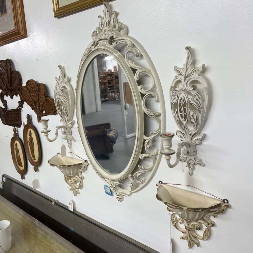 7PC VINTAGE SYROCO USA MIRROR SCONCE SET