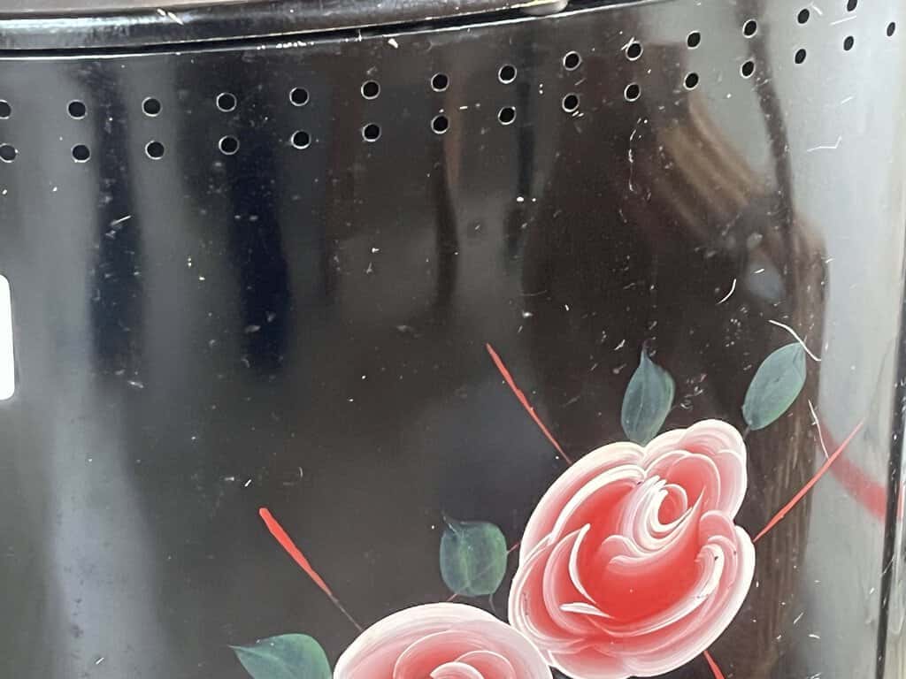 MID CENTURY BLACK METAL HAMPER