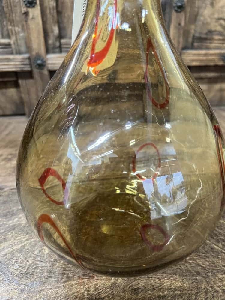TALL ART GLASS AMBER/RED VASE