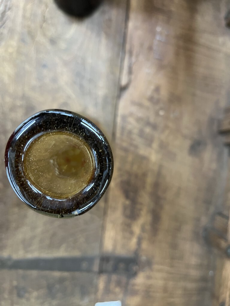 TALL ART GLASS AMBER/RED VASE