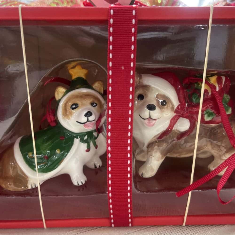 BLUE SKY CHRISTMAS PUPS SALT & PEPPER SHAKERS