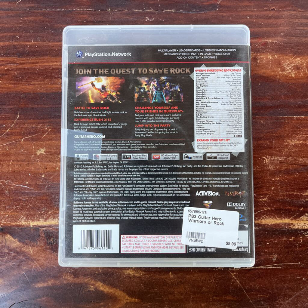 PS3 GUITAR HERO WARRIORS OR ROCK