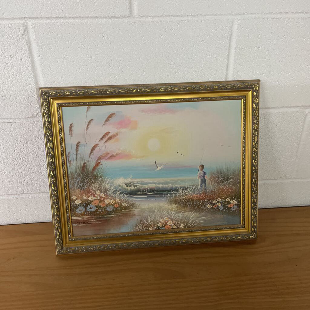 Signed Crane Painting