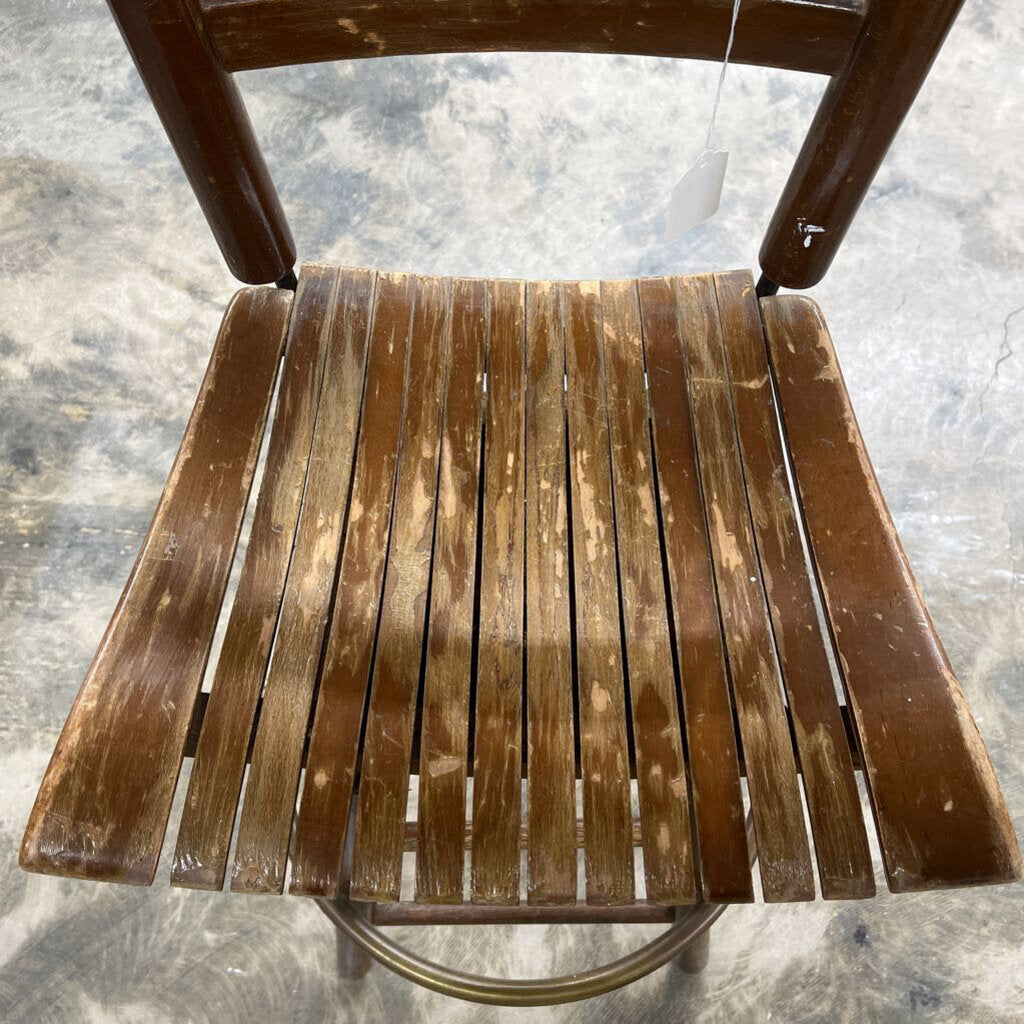 Old Dorylyn MCM Wood Swivel Stool