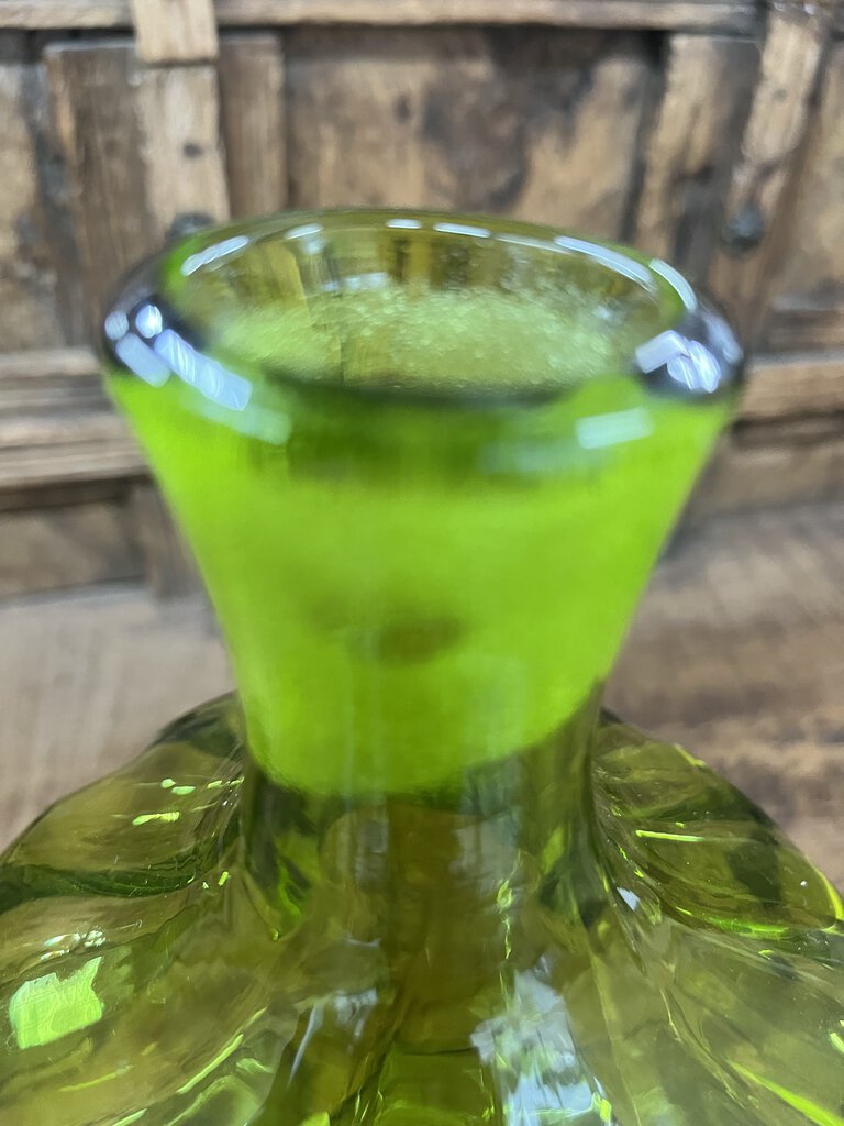 LARGE GREEN BLENKO DECANTER W/STOPPER