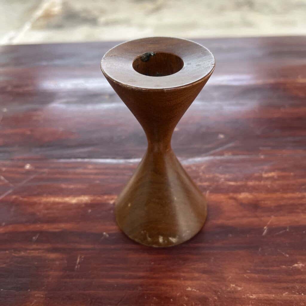 PAIR MID CENTURY MODERN TEAKWOOD CANDLESTICKS
