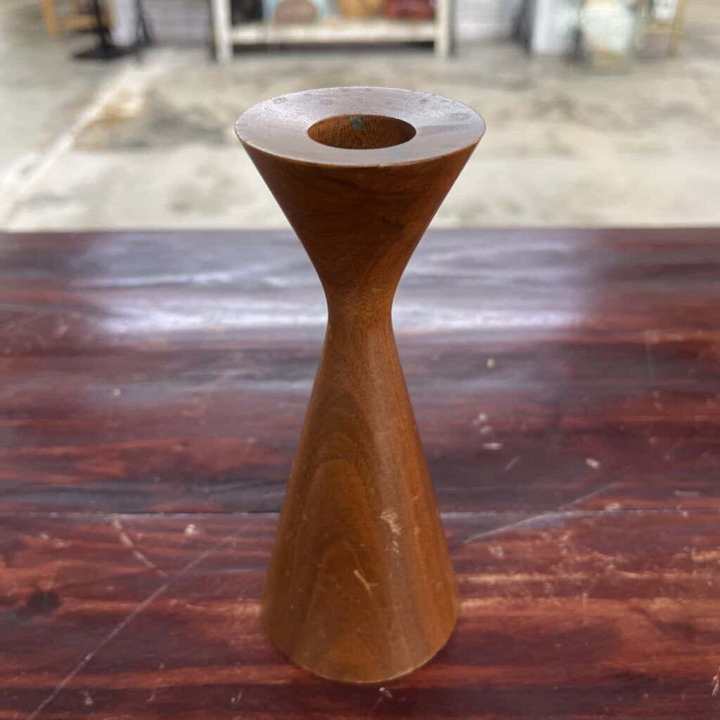 PAIR MID CENTURY MODERN TEAKWOOD CANDLESTICKS