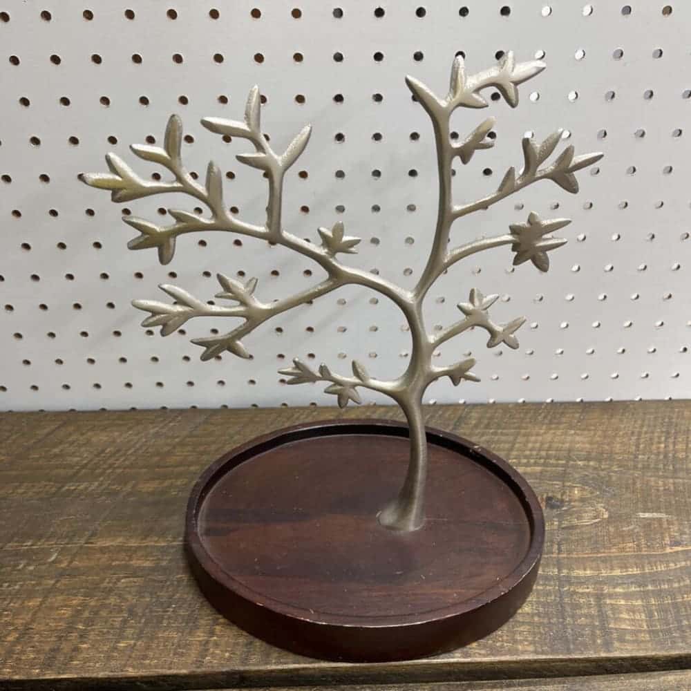SILVER/WOOD JEWELRY HOLDER