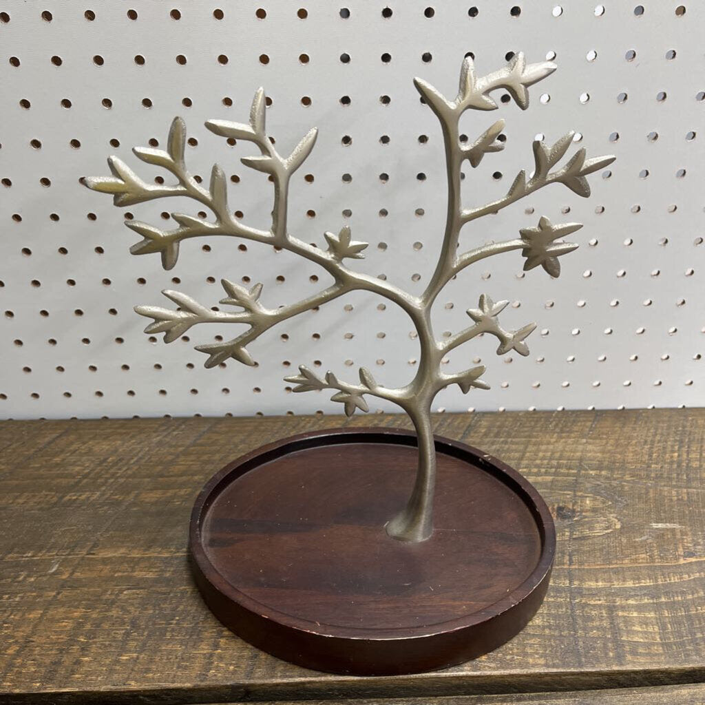 Silver/wood jewelry holder