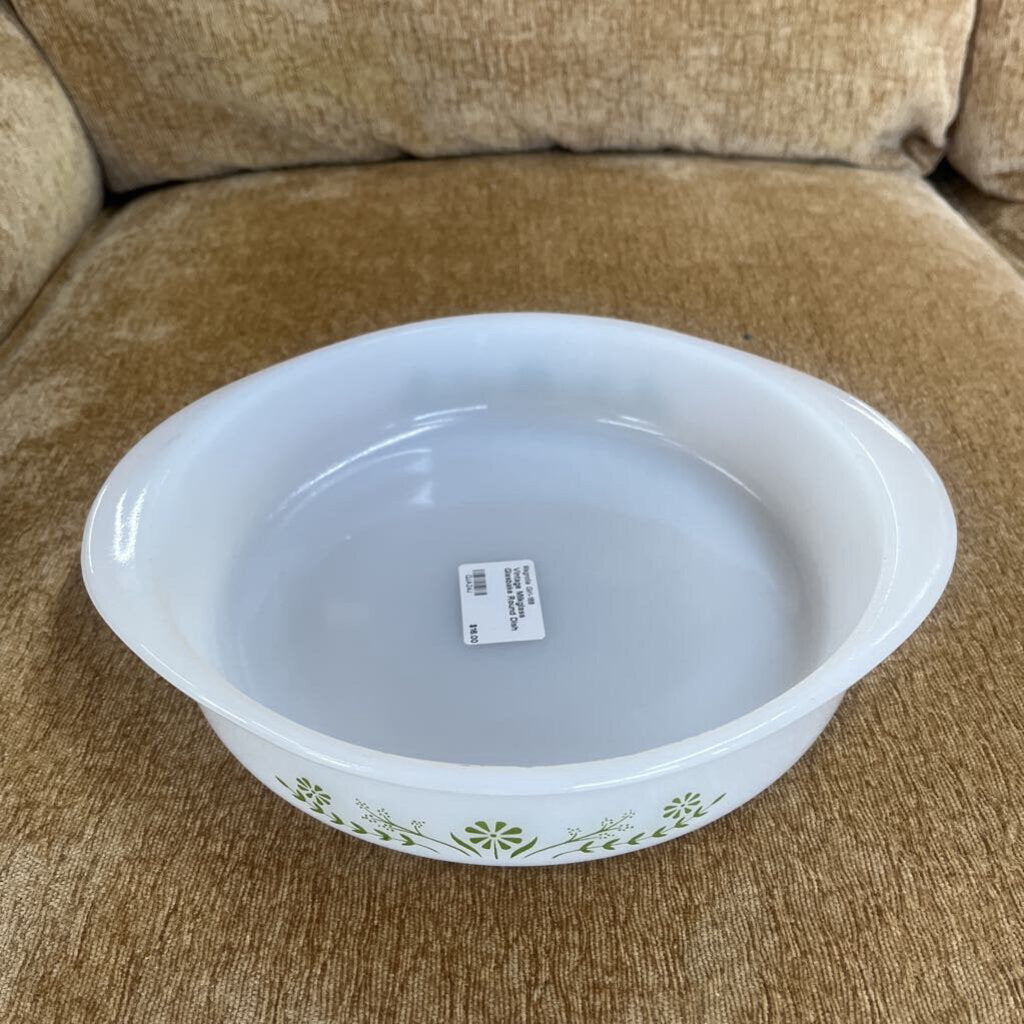 VINTAGE MILKGLASS GLASBAKE ROUND DISH