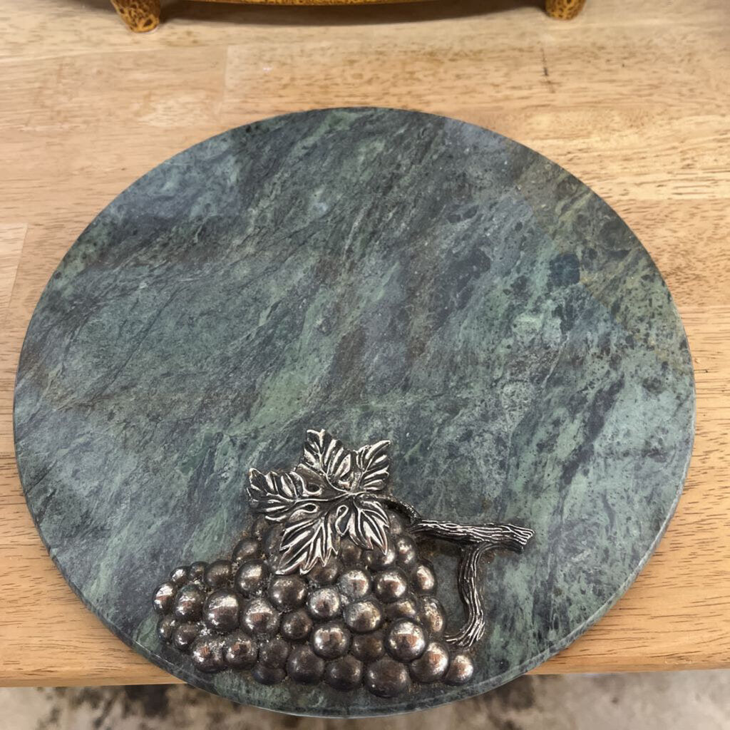 Green Marble Cheese Board with Grapes