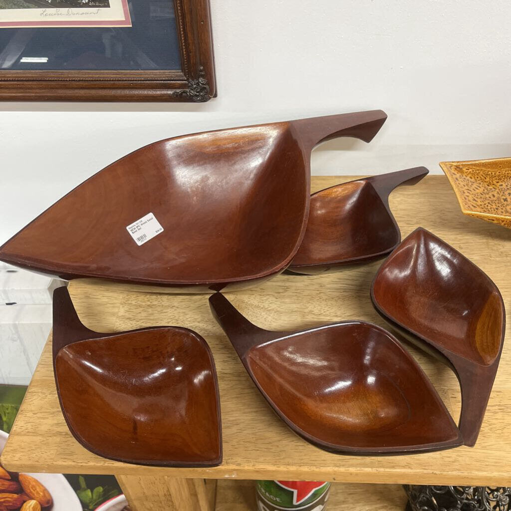MCM 5PC Wood Salad Bowl Set