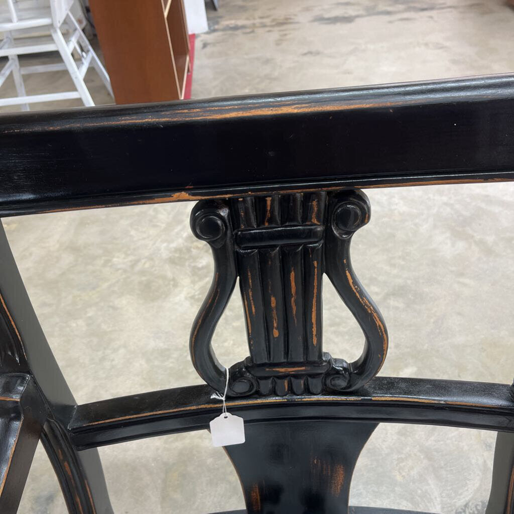 PAIR BLACK HIS AND HERS ANIMAL PRINT HARP CHAIRS