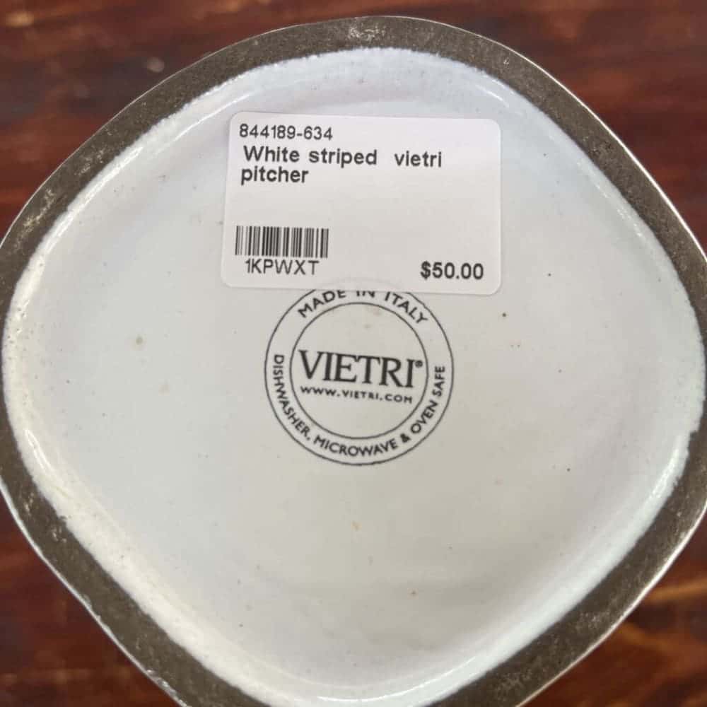 VIETRI INCANTO WHITE STRIPE PITCHER