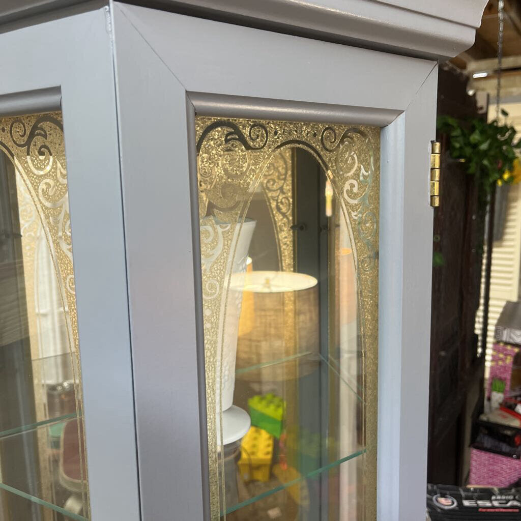GREY CURIO CABINET W/ LIGHT