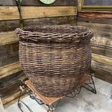 OLD LARGE WOVEN GRAPEVINE FLOOR BASKET