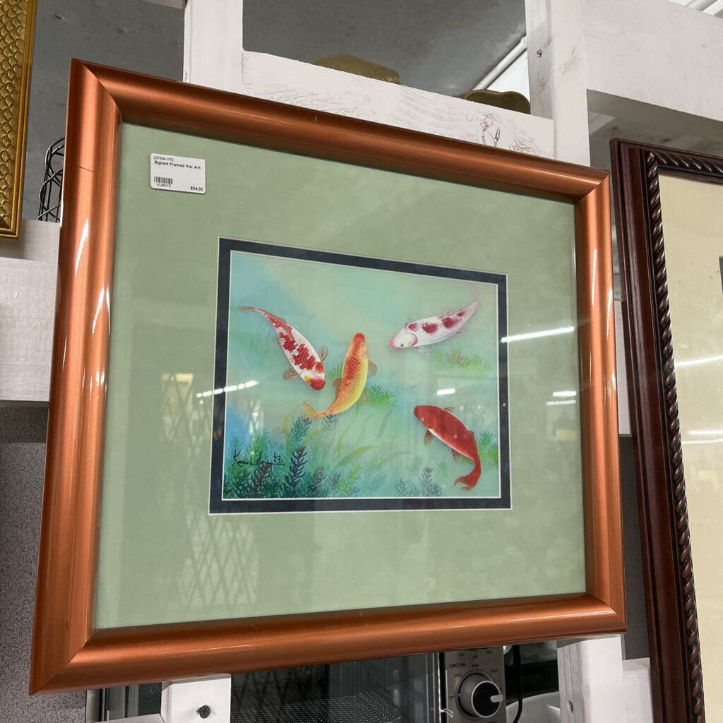 SIGNED FRAMED KOI ART