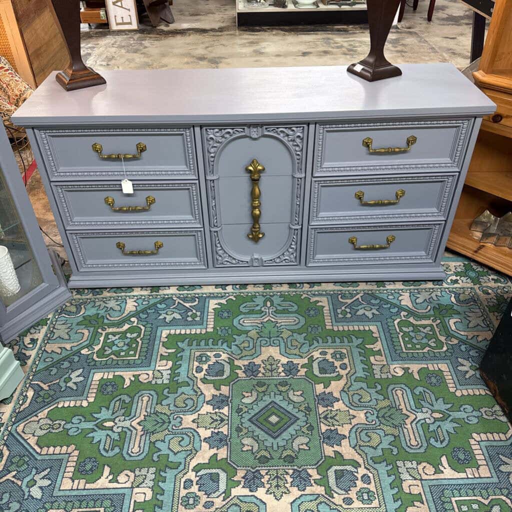 GREY BASSET 9 DRAWER WOODEN DRESSER
