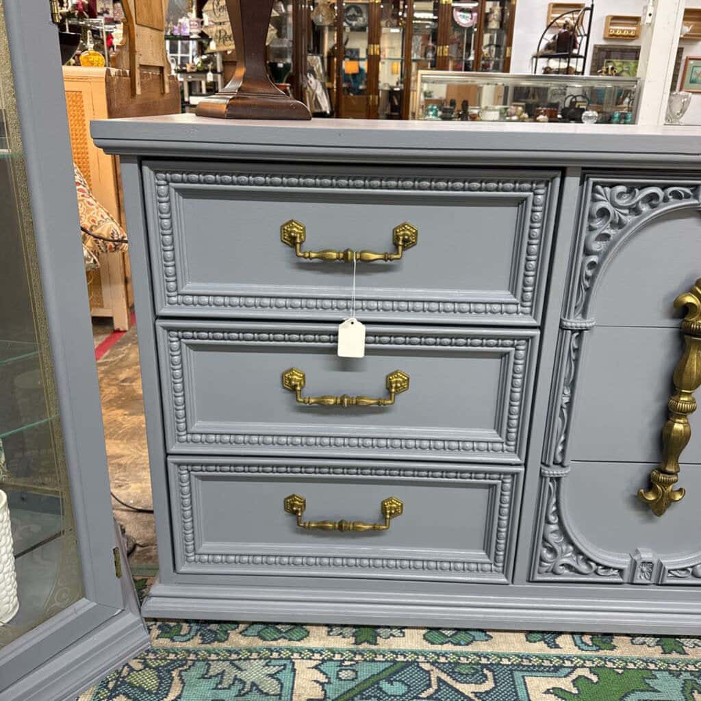 GREY BASSET 9 DRAWER WOODEN DRESSER