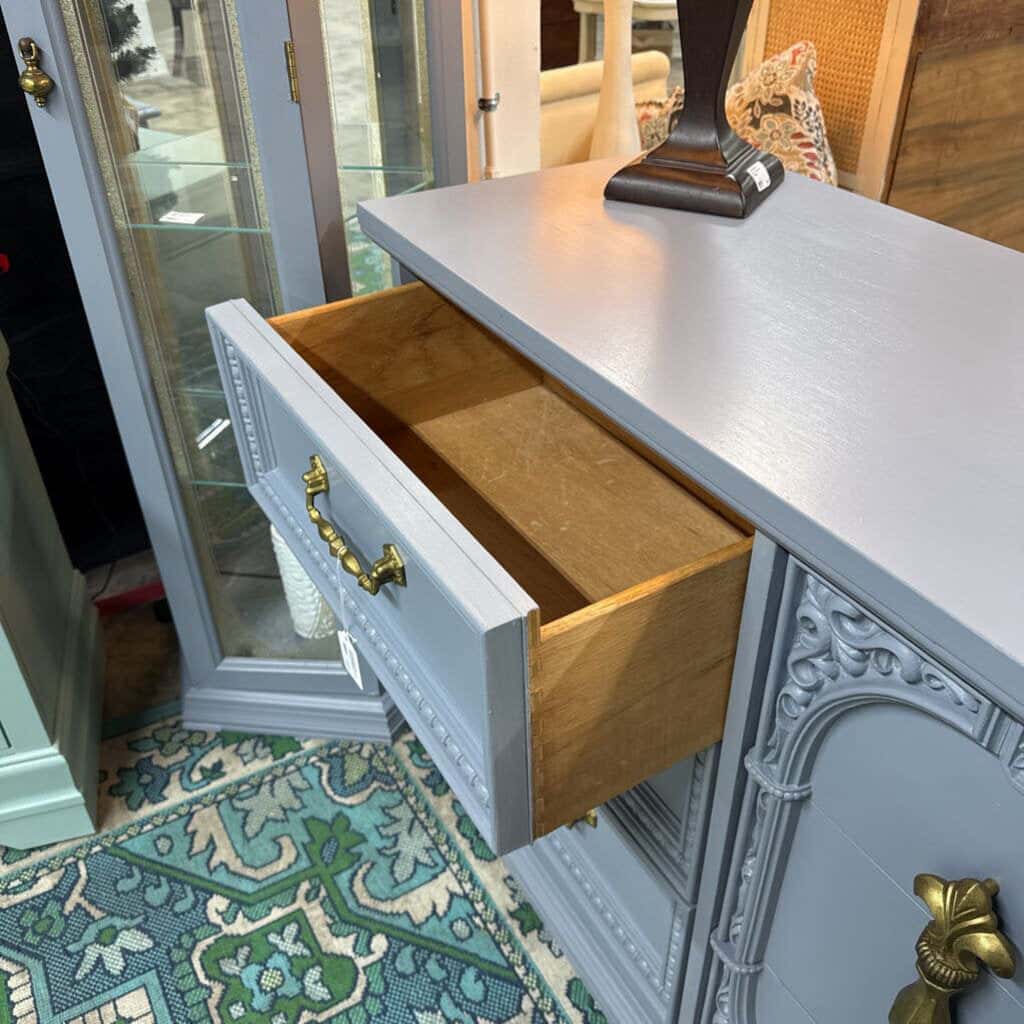 GREY BASSET 9 DRAWER WOODEN DRESSER