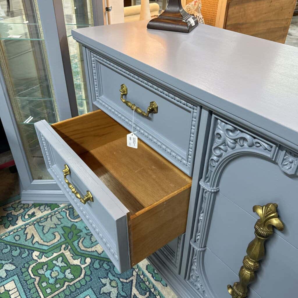 GREY BASSET 9 DRAWER WOODEN DRESSER