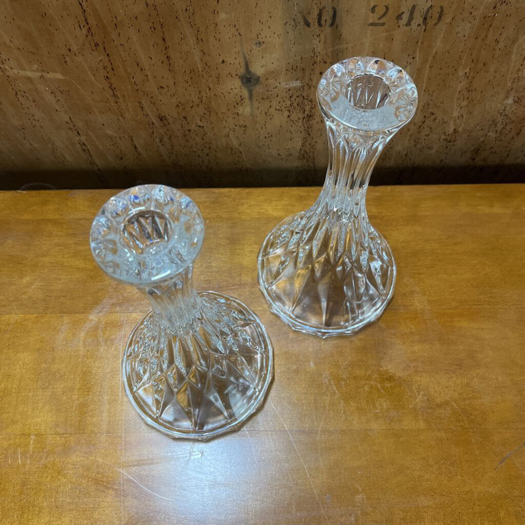 Pair of Vintage Elegant Crystal Candle Holders